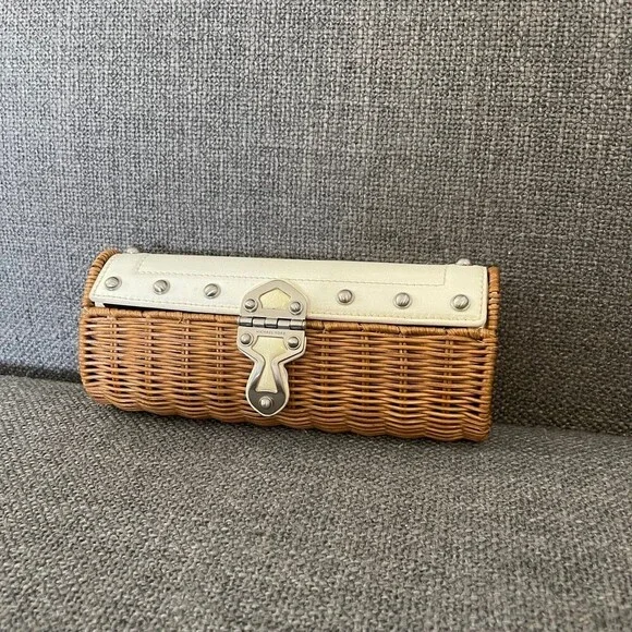 Small Vtg Michael Kors Rattan Wicker Clutch - Picture 2 of 12